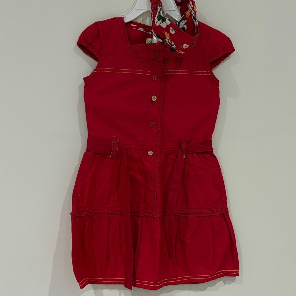 Charming Red Kids Casual Dress and assorted band